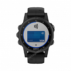 умные часы Garmin Fenix 5S Plus Sapphire черные с черным ремешком
