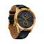 Часы gps Garmin Vivomove Luxe золотистые черные с кожаным ремешком