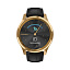 спортивные Смарт-часы Garmin Vivomove Luxe золотистые черные с кожаным ремешком
