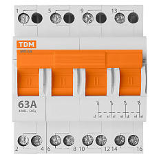 Модульный переключатель трехпозиционный TDM МП-63 4P 63А  для трехфазной сети