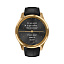 умные Смарт-часы Garmin Vivomove Luxe золотистые черные с кожаным ремешком
