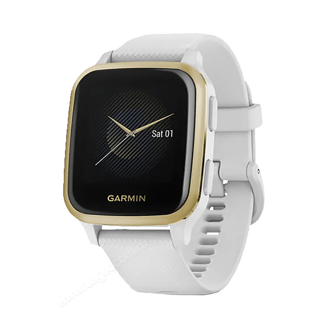 Часы Garmin Venu Sq белый с золотистым алюминиевым безелем и с силиконовым ремешком